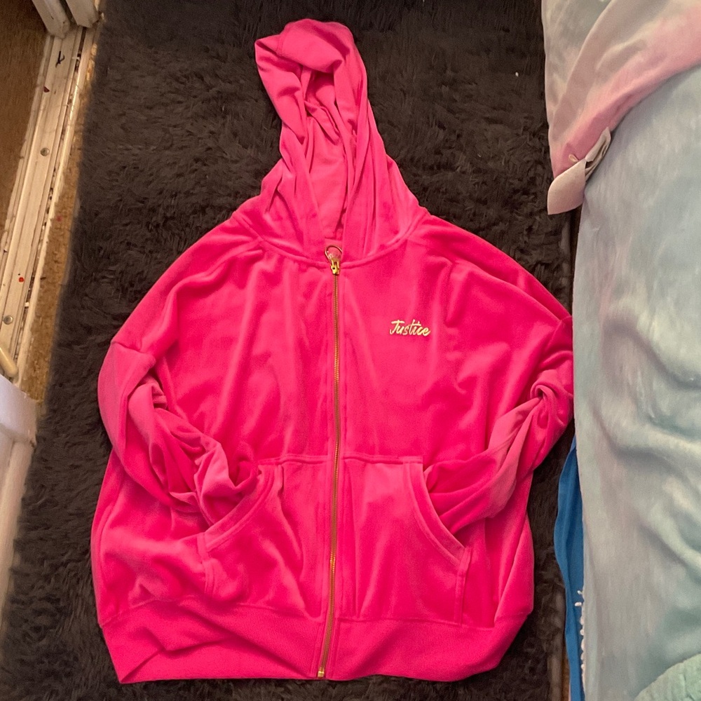 Justice Vibrant Pink Hoodie with Zip